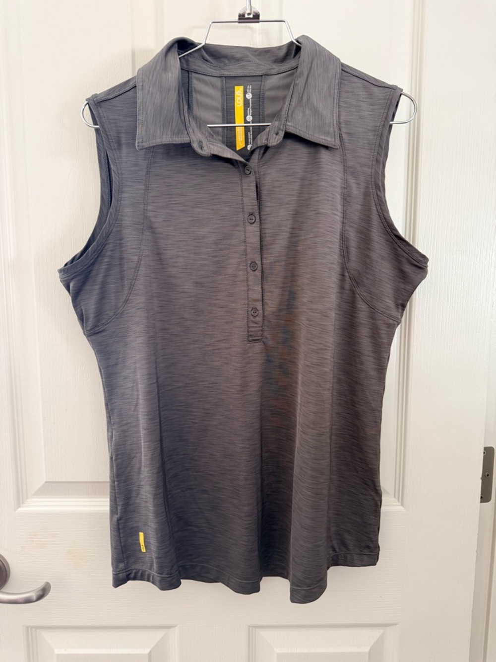 Lole Heathered Charcoal Sleeveless Polo Tank